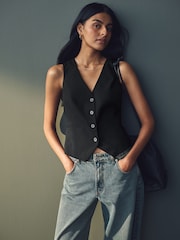 Black Tailored Stretch Waistcoat - Image 3 of 8