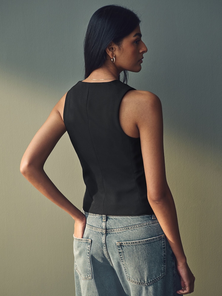 Noir - Gilet extensible ajusté - Image 4 of 8