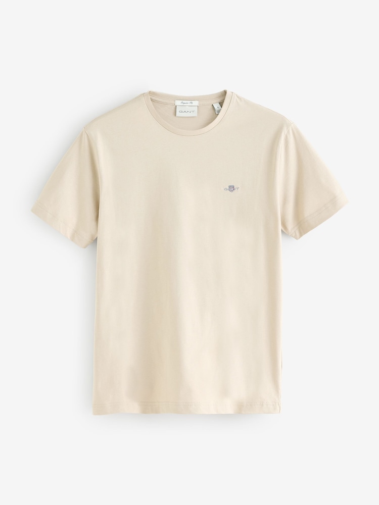 GANT Beige Regular-Fit Shield 100% Cotton T-Shirt - Image 2 of 2