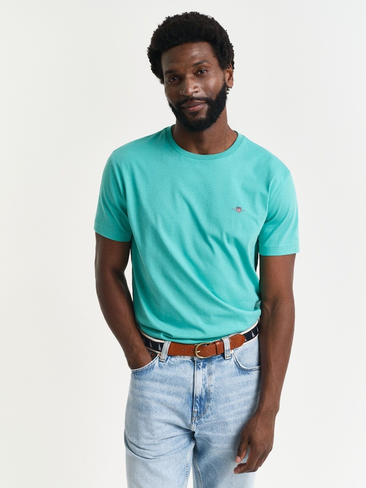 GANT Blue Regular Fit Short Sleeve Sheild 100% Cotton T-Shirt - Image 1 of 2