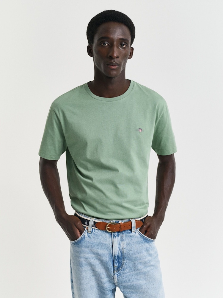 Hellgrün - GANT – T-Shirt mit 100 % Baumwolle und Shield-Logo - Bild 1 von 5