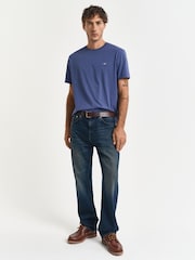GANT Mid Blue Regular Fit Short Sleeve Sheild 100% Cotton T-Shirt - Image 1 of 2