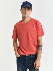 GANT Red Regular Fit Short Sleeve Sheild 100% Cotton T-Shirt - Image 1 of 2