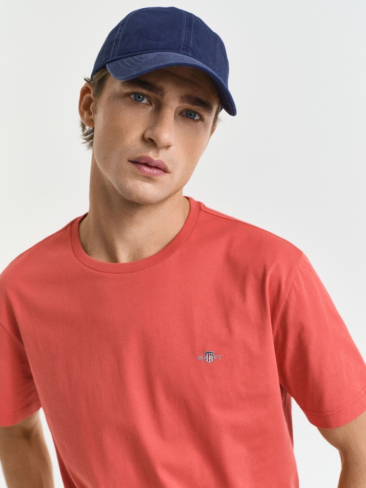 GANT Red Regular Fit Short Sleeve Sheild 100% Cotton T-Shirt - Image 2 of 2 GANT Red Regular Fit Short Sleeve Sheild 100% Cotton T-Shirt - Image 2 of 2