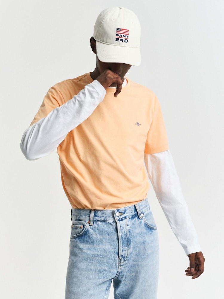 GANT Pale Orange 100% Cotton Shield Logo T-Shirt - Image 1 of 5