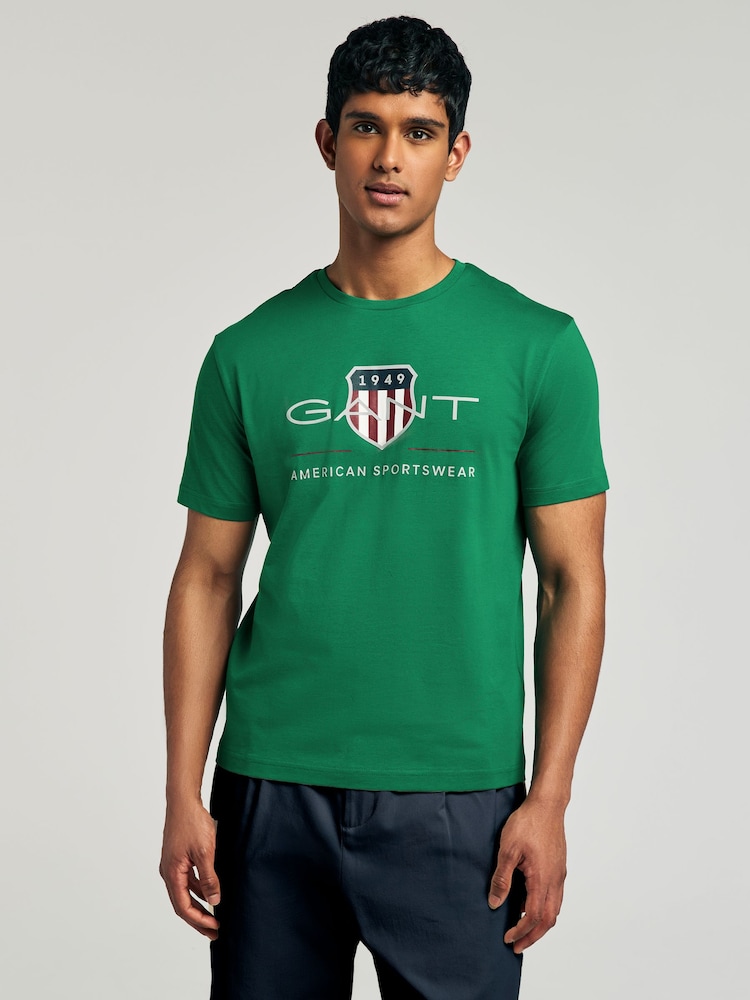 GANT Green Shield Graphic Logo T-Shirt - Image 1 of 4
