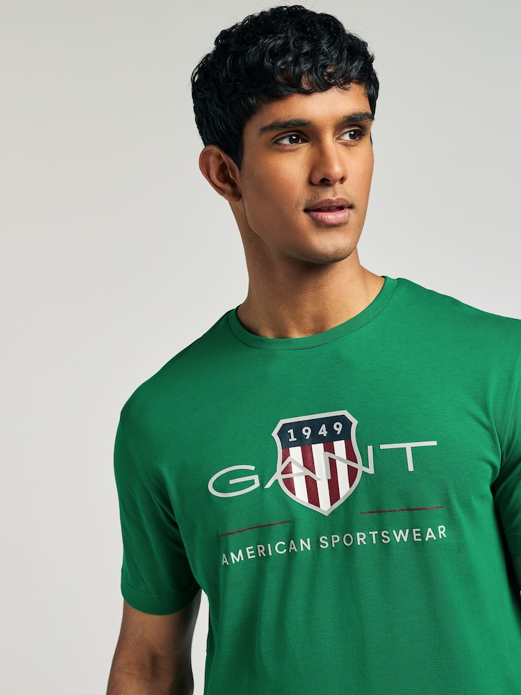 GANT Green Shield Graphic Logo T-Shirt - Image 3 of 4