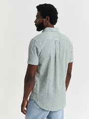 GANT Green Linen Blend Short Sleeve Shirt - Image 2 of 7