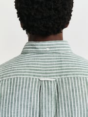GANT Green Linen Blend Short Sleeve Shirt - Image 5 of 7