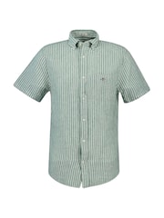 GANT Green Linen Blend Short Sleeve Shirt - Image 6 of 7