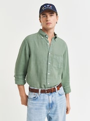 GANT Green Regular Fit Garment Dyed 100% Cotton Shirt - Image 3 of 6