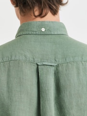 GANT Green Regular Fit Garment Dyed 100% Cotton Shirt - Image 6 of 6