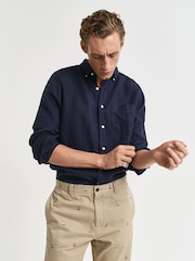 GANT Navy Regular Fit Garment Dyed 100% Cotton Shirt - Image 1 of 5
