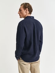 GANT Navy Regular Fit Garment Dyed 100% Cotton Shirt - Image 2 of 5