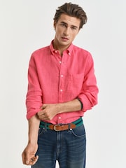 GANT Pink Regular Fit Garment Dyed 100% Cotton Shirt - Image 1 of 6