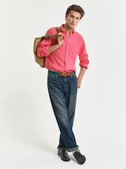 GANT Pink Regular Fit Garment Dyed 100% Cotton Shirt - Image 2 of 6