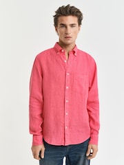GANT Pink Regular Fit Garment Dyed 100% Cotton Shirt - Image 4 of 6