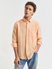 GANT Orange Regular Fit Garment Dyed 100% Cotton Shirt - Image 1 of 7