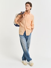 GANT Orange Regular Fit Garment Dyed 100% Cotton Shirt - Image 2 of 7