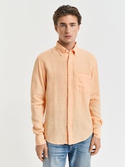 GANT Orange Regular Fit Garment Dyed 100% Cotton Shirt - Image 3 of 7