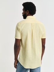 GANT Yellow Regular Fit Short Sleeve 100% Cotton Linen Shirt - Image 4 of 7