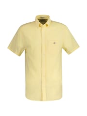 GANT Yellow Regular Fit Short Sleeve 100% Cotton Linen Shirt - Image 6 of 7