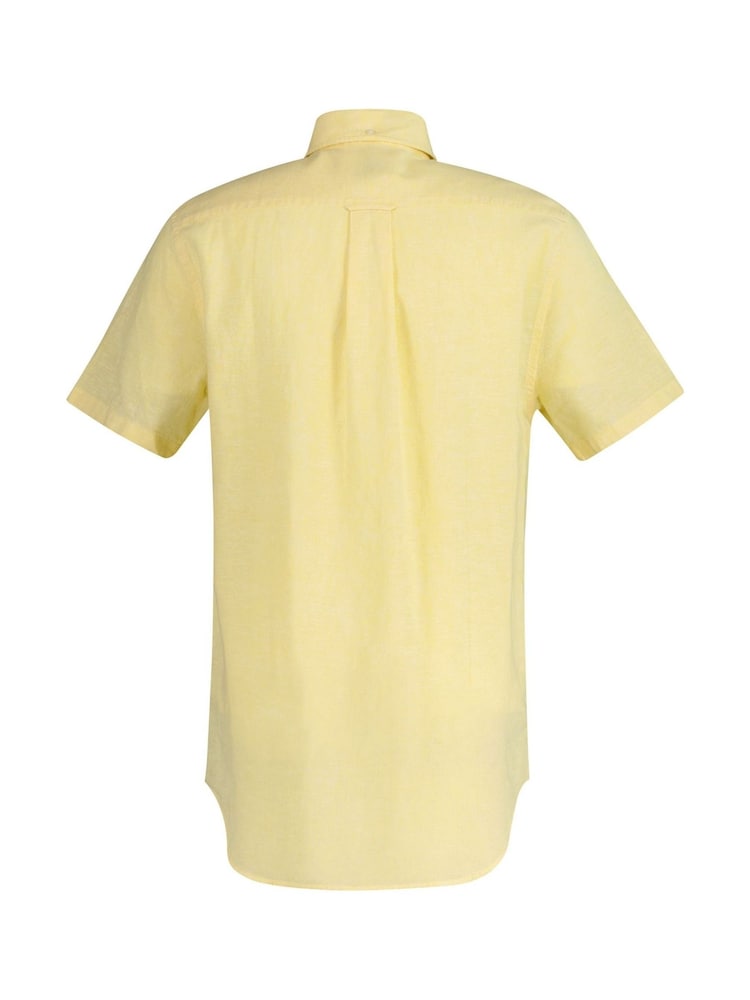 GANT Yellow Regular Fit Short Sleeve 100% Cotton Linen Shirt - Image 7 of 7