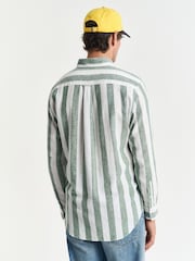 GANT Green Regular Fit Bold Stripe 100% Cotton Linen Shirt - Image 3 of 8