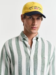 GANT Green Regular Fit Bold Stripe 100% Cotton Linen Shirt - Image 5 of 8