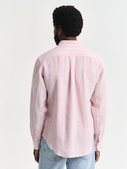GANT Pink Regular Fit Linen Stripe Shirt - Image 2 of 7