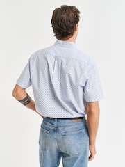 GANT Light Blue 100% Cotton Regular Fit Short Sleeve Micro Print Shirt - Image 2 of 6