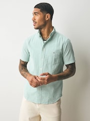 GANT Green 100% Cotton Regular Fit Short Sleeve Seersucker Stripe Shirt - Image 1 of 1