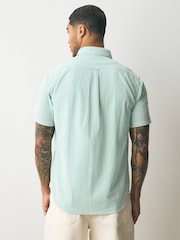 GANT Green 100% Cotton Regular Fit Short Sleeve Seersucker Stripe Shirt - Image 2 of 5