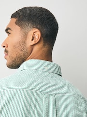 GANT Green 100% Cotton Regular Fit Short Sleeve Seersucker Stripe Shirt - Image 4 of 5