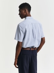 GANT Blue 100% Cotton Regular Fit Short Sleeve Seersucker Stripe Shirt - Image 2 of 5