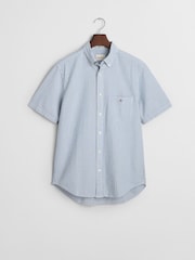 GANT Blue 100% Cotton Regular Fit Short Sleeve Seersucker Stripe Shirt - Image 5 of 5