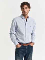 GANT Light Blue Micro Print Cotton Shirt - Image 1 of 7