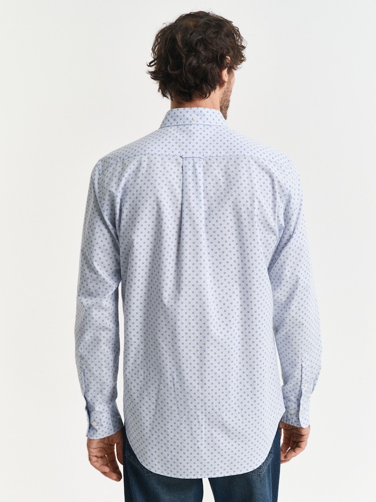 GANT Light Blue Micro Print Cotton Shirt - Image 2 of 7