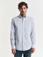 GANT Light Blue Micro Print Cotton Shirt - Image 3 of 7