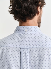 GANT Light Blue Micro Print Cotton Shirt - Image 5 of 7