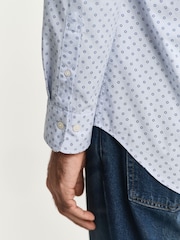 GANT Light Blue Micro Print Cotton Shirt - Image 6 of 7