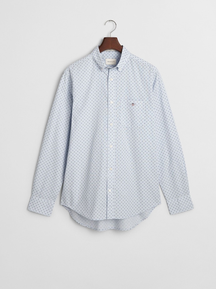 GANT Light Blue Micro Print Cotton Shirt - Image 7 of 7