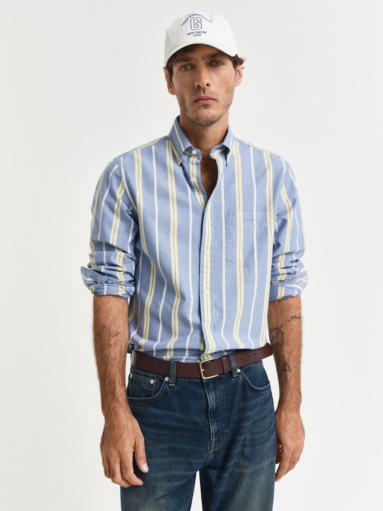 GANT Blue 100% Cotton Regular Fit Oxford Archived Striped Shirt - Image 1 of 5