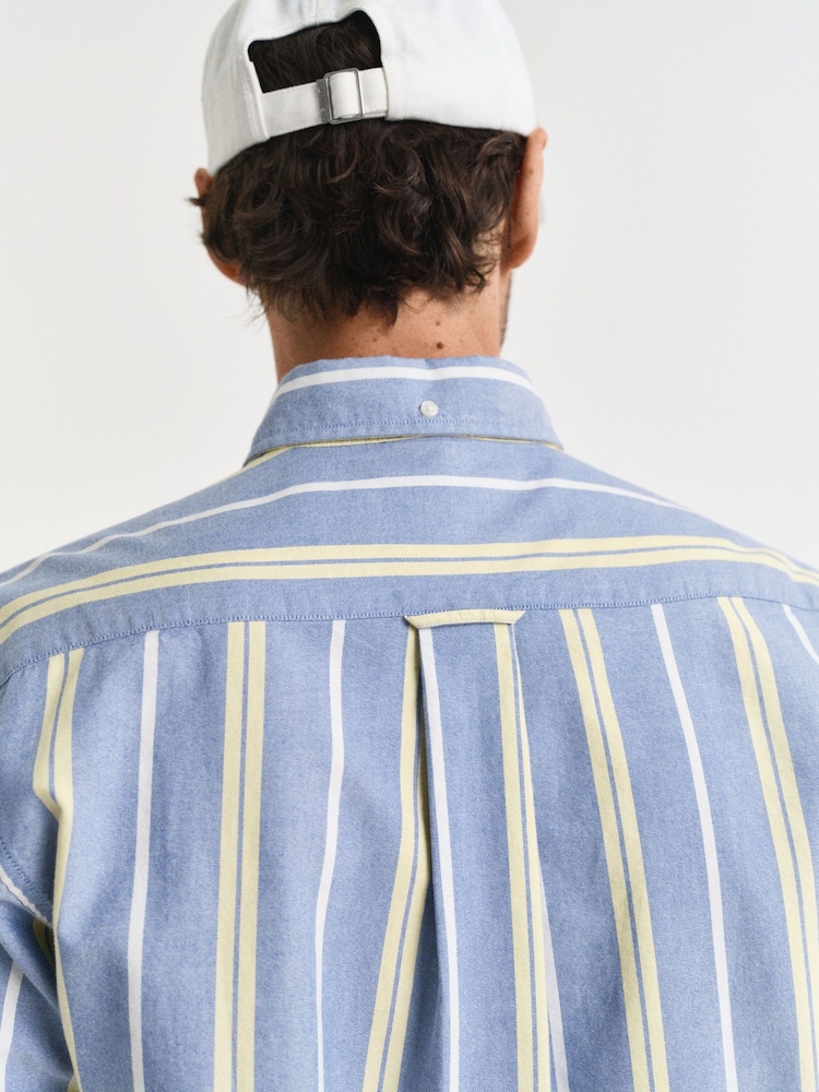 GANT Blue 100% Cotton Regular Fit Oxford Archived Striped Shirt - Image 3 of 5