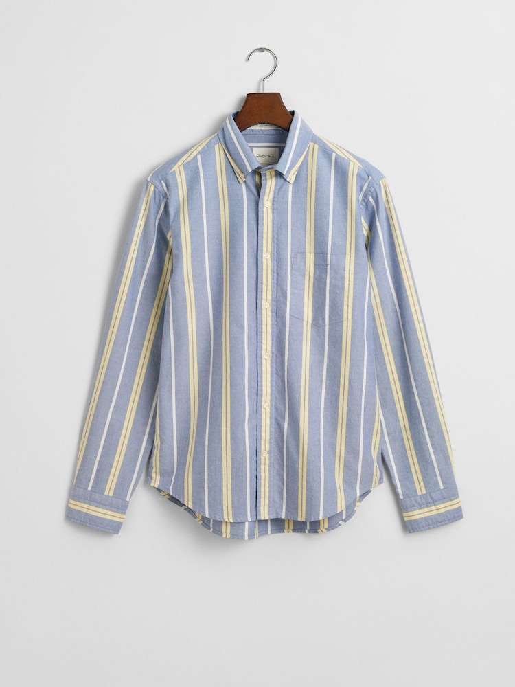 GANT Blue 100% Cotton Regular Fit Oxford Archived Striped Shirt - Image 5 of 5
