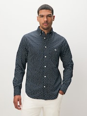 GANT Navy Micro Print Cotton Shirt - Image 1 of 3