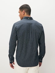 GANT Navy Micro Print Cotton Shirt - Image 2 of 3