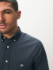 GANT Navy Micro Print Cotton Shirt - Image 3 of 3