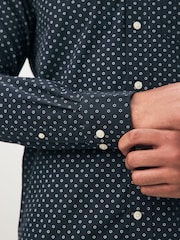 GANT Navy Micro Print Cotton Shirt - Image 4 of 6