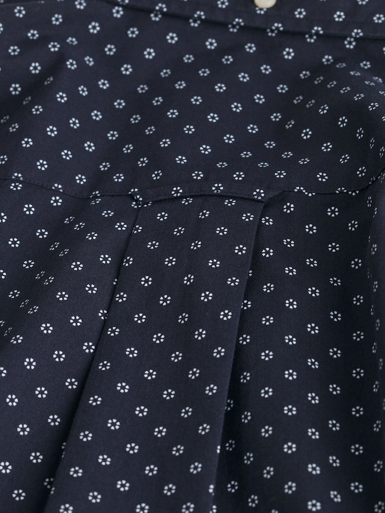 GANT Navy Micro Print Cotton Shirt - Image 6 of 6